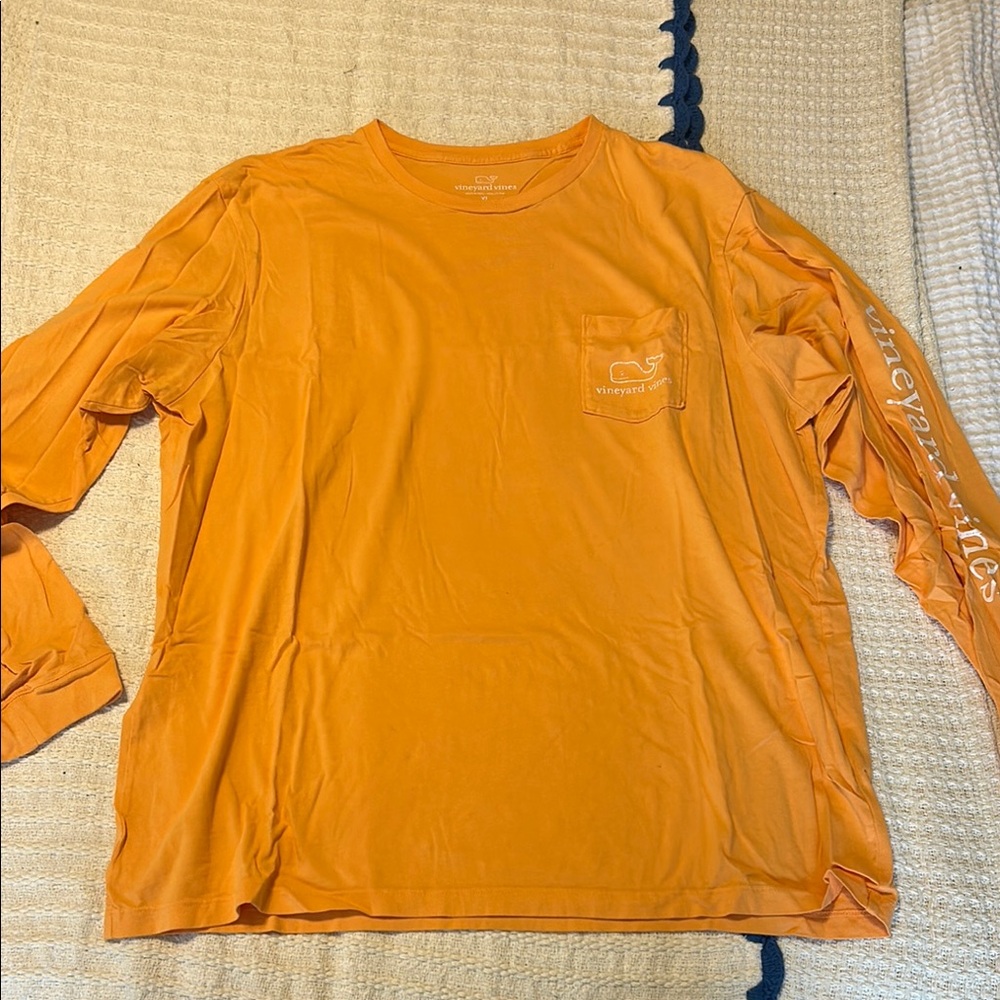 Vineyard Vines Men's Orange Long Sleeve Shirt